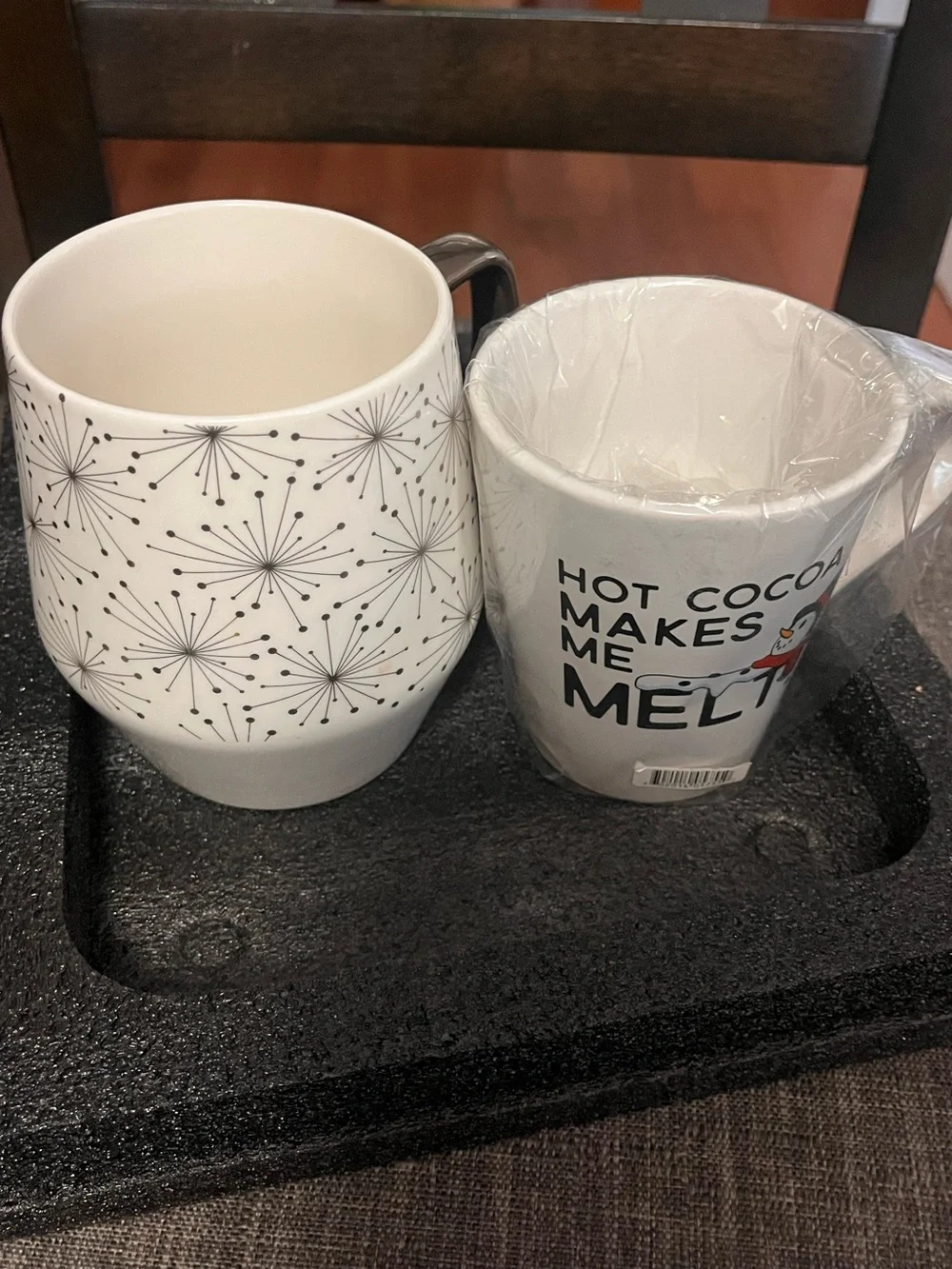White Ceramic Decorative Mug with Black Starburst Pattern